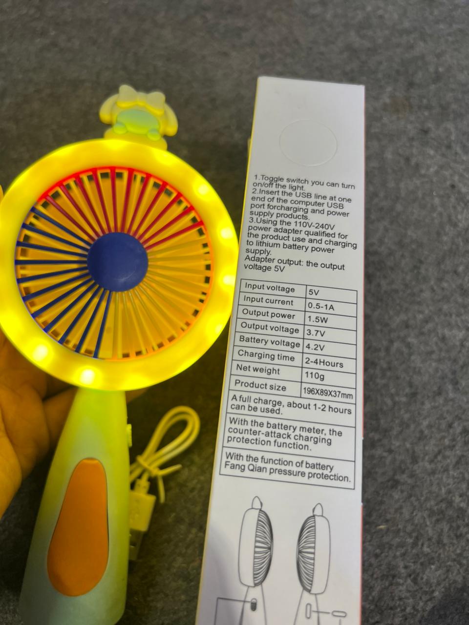 🌀 Mini Rechargeable Fan with LED Light — Garmi Ka Hal!