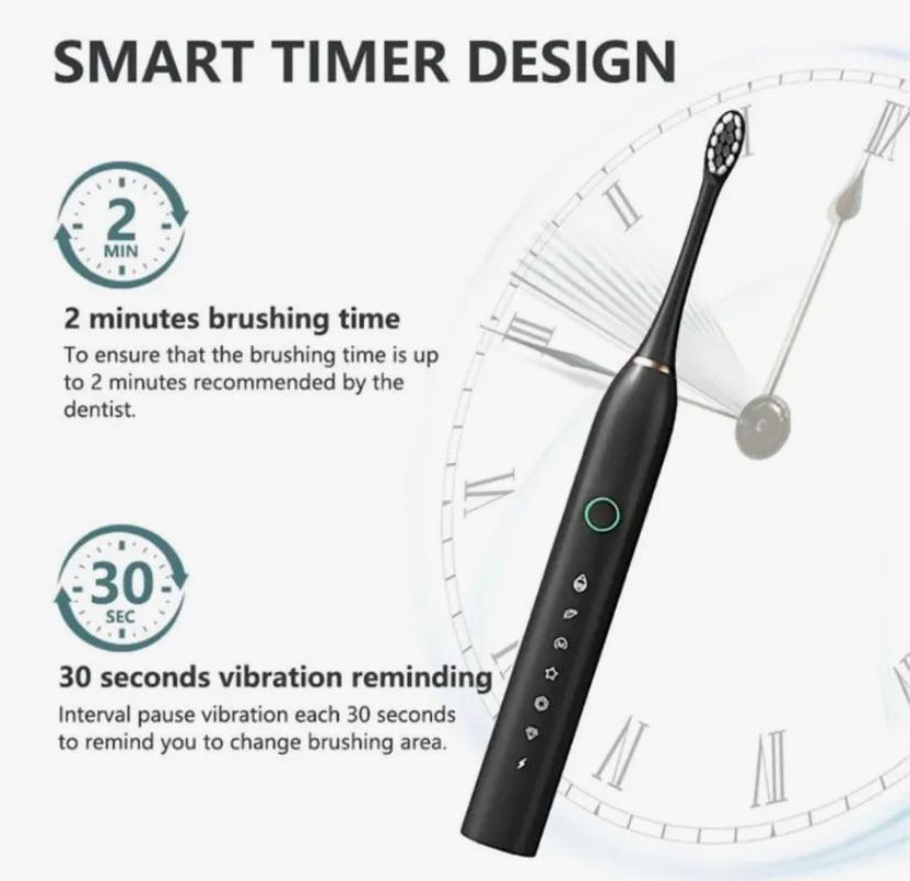 SmilePro Sonic Electric Toothbrush | IPX7 Waterproof | 6 Cleaning Modes