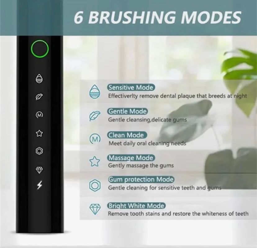 SmilePro Sonic Electric Toothbrush | IPX7 Waterproof | 6 Cleaning Modes
