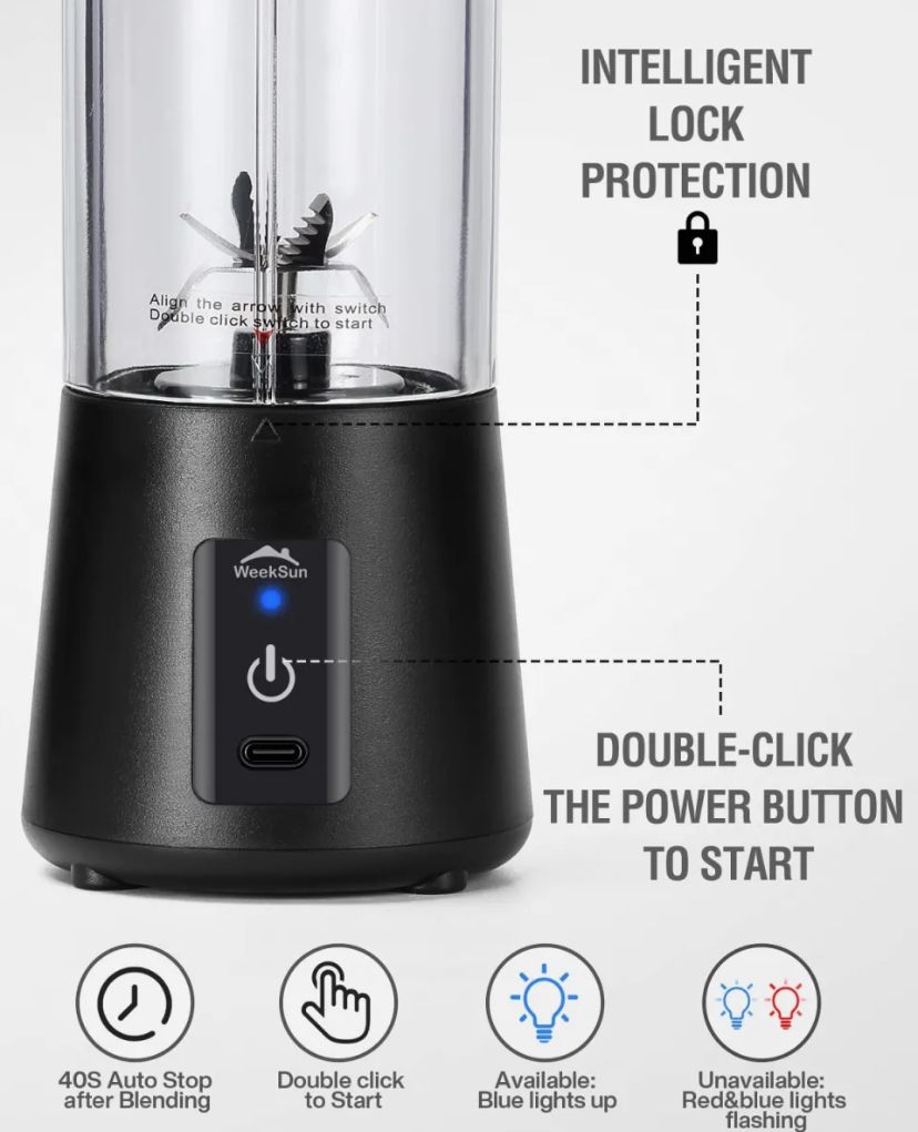 BlendGo Portable USB Blender | Rechargeable Mini Juicer for Travel, Gym & Office