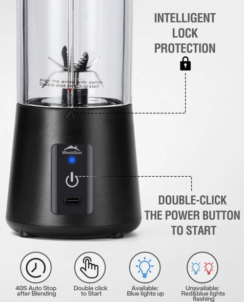 BlendGo Portable USB Blender | Rechargeable Mini Juicer for Travel, Gym & Office