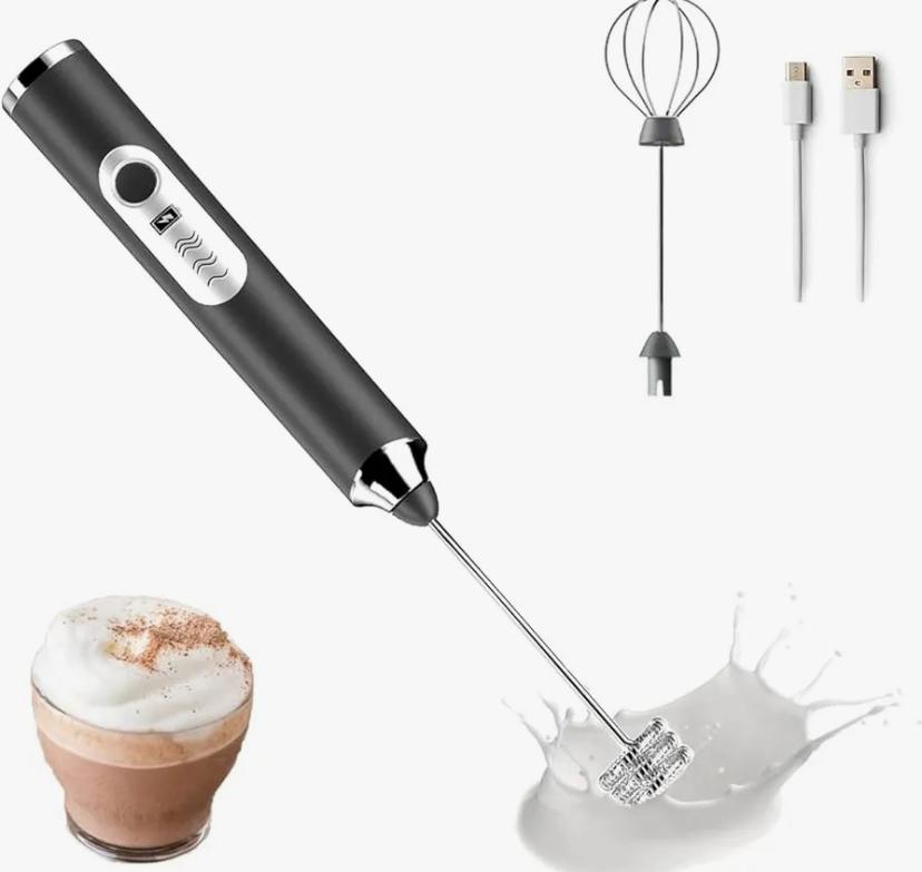 3-in-1 Electric Milk Frother & Coffee Beater – USB Rechargeable Handheld Mixer