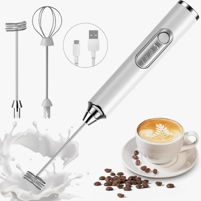 3-in-1 Electric Milk Frother & Coffee Beater – USB Rechargeable Handheld Mixer