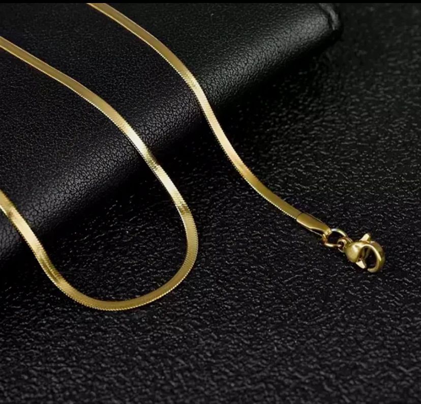Silver Snake Chain Necklace – Flat Herringbone Style | Men & Women