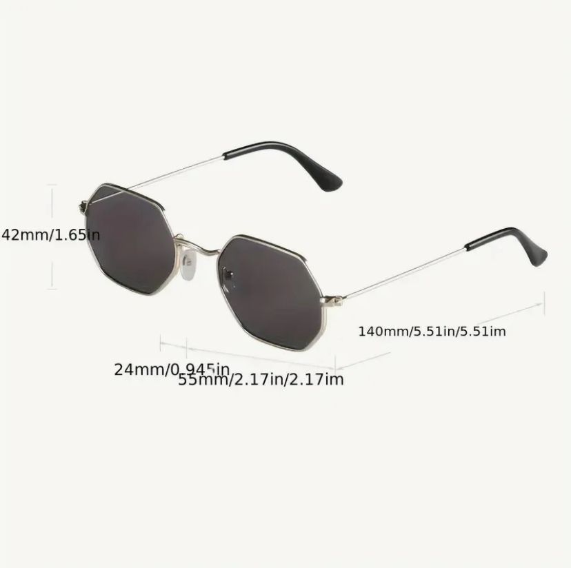 Hexagonal Sunglasses – Gold Frame & Dark Lens | Unisex Stylish Eyewear