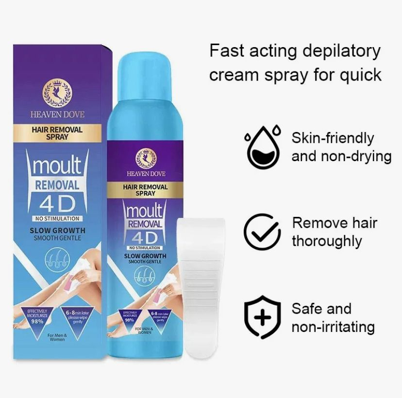 Heaven Dove 4D Hair Removal Spray – Fast Acting, Skin-Friendly & Painless for Men & Women